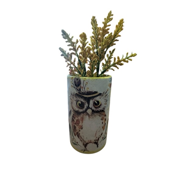 Hand Crafted Other - Hand crafted owl vase with flowers